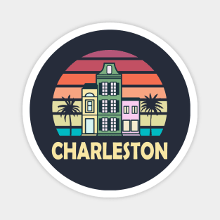 Charleston South Carolina Vintage Houses Palmetto Retro Magnet